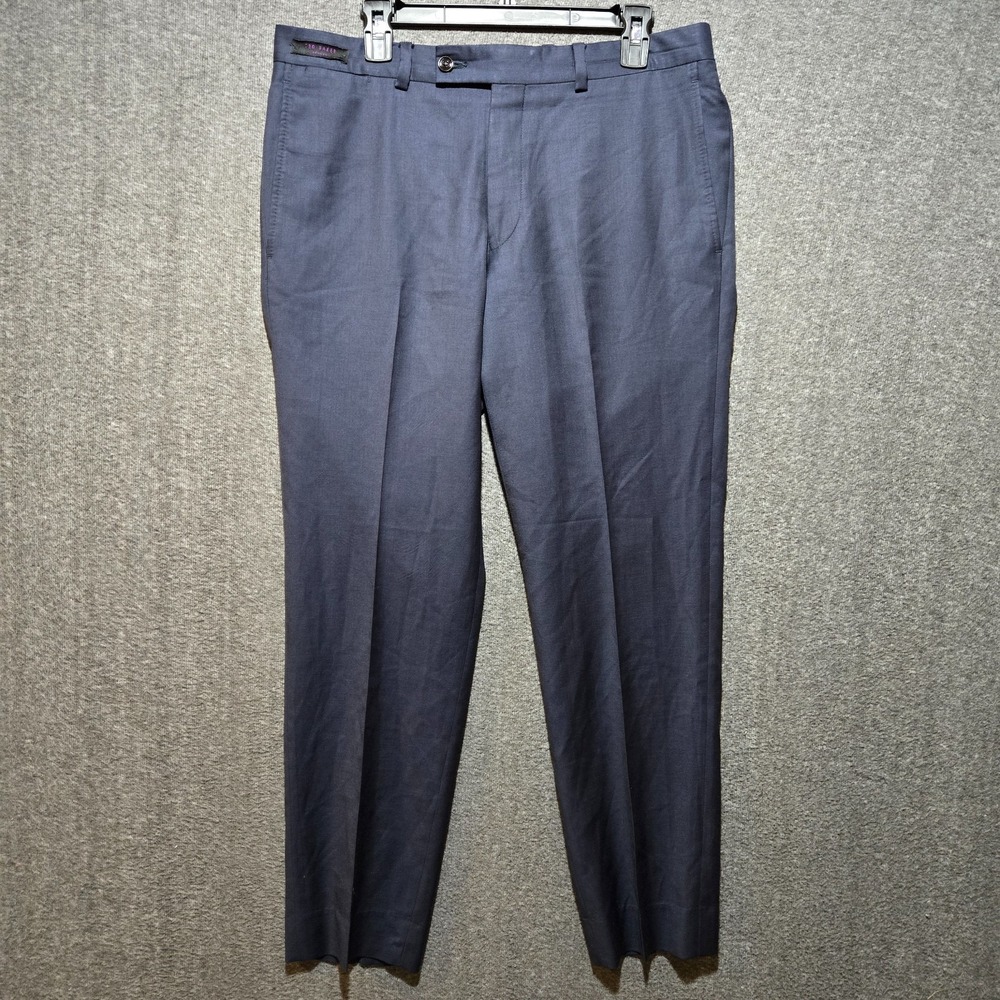 Ted Baker Jefferson Men's Dress Pants Navy Blue 100% Wool‎ 34x30